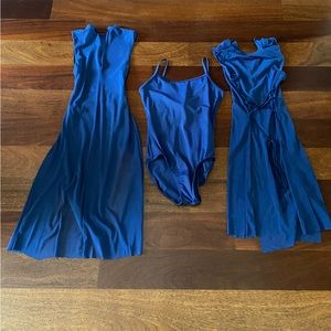 2 see through navy blue dress. only one leotard